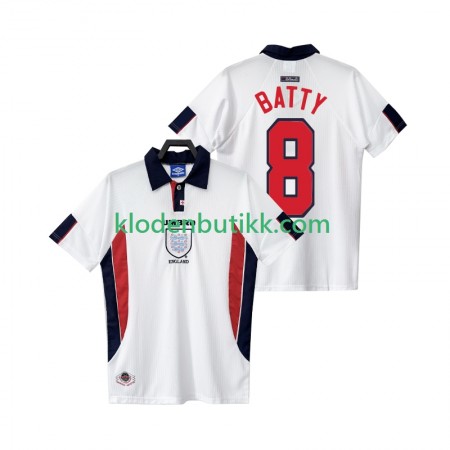 England BATTY 8 Retro Hjemme Fotballdrakt 1998 Kortermet